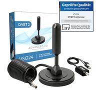 Antenna Ricevitore TV DVB-T2 (HD), AVK25 Plus, 36 DBi Power Plus, Ricezione Digitale in Alta Qualità, Canali e Programmi TV, Sat, Digital Ready, Plug & Play, Cavo da 5m - Nero
