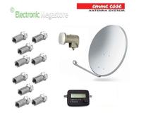 ANTENNA SATELLITARE PARABOLA ACCIAIO 45 CM SAT LNB PUNTATORE COMPATTA SKY HD