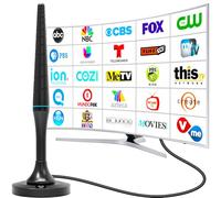Antenna TV 2025 per Smart TV da interni, antenna TV digitale per canali locali con forte base magnetica, ricezione a lungo raggio antenna HD per TV senza cavo, supporta TV 4K 1080P - cavo coassiale 3