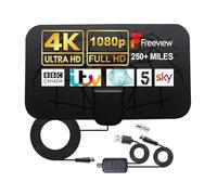 Antenna TV, Antenna TV Interna HDTV Digitale 250+ Miglia Amplificata con Amplificatore di Segnale Support 4K HD/VHF/UHF per Home Smart Televisione/Radio