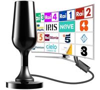 Antenna TV, Antenna TV Interna, HDTV Digitale 360KM Amplificata con Amplificatore di Segnale Support 4K HD/VHF/UHF per Home Smart Televisione (Black (with amplifier))