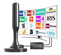 Antenna TV, Antenna TV Interna, HDTV Digitale 360KM Amplificata con Amplificatore di Segnale Support 4K HD/VHF/UHF per Home Smart Televisione (Nero (con amplificatore))