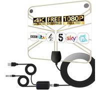 Antenna TV con ripetitore di segnale, antenna digitale 4K HD per interni per canali locali, supporto ricezione a 360° per tutti i tipi di TV