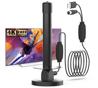 Antenna TV da interni con amplificatore - Base magnetica, ricezione del segnale a 360°, compatibile HDTV 4K, cavo coassiale da 5 m, antenna digitale Freeview a lungo raggio per uso interno