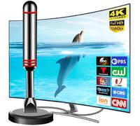 Antenna TV digitale HD 2026 per Smart TV da interni, ricezione a 360° e lungo raggio, antenna HDTV con forte base magnetica/bastone 3M, facile installazione antenne per canali locali senza cavo