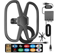 Antenna TV Esterna-Supporto 2 TVS, 4000+ miglia Long Range Antenne digitali Smart TV Interno, HD Antennas Canali locali Ricezione a 360 °, più forte Amplificatore Antenna-Support 8K 4K 1080p-38 Ft