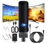 Antenna TV Esterni Interni, IP66 Antenna DVB-T DVB-T2 Ricezione Del Segnale a 360 Gradi con Amplificatore Segnale, Cavo Coassiale da 13m e Protetto Dai Fulmini per FM, VHF, UHF 1080P 4K VHF DTMB