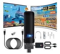 Antenna TV Esterni Interni, IP66 Antenna DVB-T DVB-T2 Ricezione Del Segnale a 360 Gradi con Amplificatore Segnale, Cavo Coassiale da 13m e Protetto Dai Fulmini per FM, VHF, UHF 1080P 4K VHF DTMB