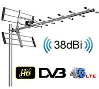 Antenna TV Esterno Full HD UHF 38 DBI TV TDT DVB-T Filtro LTE Attiva