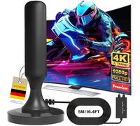 Antenna TV Interna 2026 Antenna TV Interna Amplificata Potente, Terrestre con 500 km di Ricezione con Base Magnetica, Amplificatore di Segnale Support 4K HD/1080P per HDTV