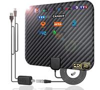 Antenna TV Interna, 36DBI 200 km Antenna DVB-T DVB-T2 con Amplificatore Segnale Support TV Digitale 4K 1080P UHF VHF FM