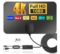 Antenna TV Interna Amplificata Potente - 2026 Antenna Digitale Terrestre per Smart TVs(Supporta DVB-T2), Antenne TV da Interno Con Base Magnetica e Cavo Coassiale da 5m