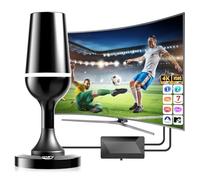 Antenna TV interna, antenna TDT per Smart TV, antenna TV portatile con amplificatore e base magnetica, 80 km + ricezione a lunga distanza, compatibile con 4K 1080P (VHF/UHF/DVB-T/DVB-T2)
