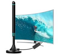 Antenna TV interna - Antenna TNT HD digitale DVB-T/T2, compatibile con VHF/UHF, base magnetica potente, facile da installare per casa e appartamento, cavo coassiale 5 m