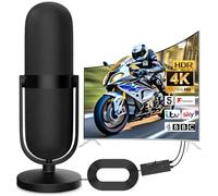 Antenna TV Interna,Antenna TV Digitale,Supporto Ricezione a 360°Smart TV,Base Magnetica/Amplificatore di Segnale Support 4K HD/1080P,Cavo Coassiale 5M,per Home Smart Televisione,Radio