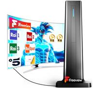 Antenna TV Interna, Antenna TV Interna Amplificata - Potente Antenna Digitale Facile da Installare, Lunga Portata, Supporta 4K/1080p, con Cavo Coassiale da 5 Metri