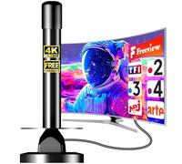 Antenna TV interna con amplificatore di segnale - Base magnetica potente - Ricezione 360° - Compatibile con Smart TV/DVB-T2 - Supporta 4K/Full HD - Cavo coassiale da 5 m incluso