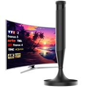 Antenna TV interna con base magnetica - ricezione 360°, compatibile 4K UHD e TNT HD, antenna TV omnidirezionale per canali gratuiti, cavo coassiale 5M