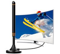 Antenna TV Interna Digitale 360° con Forte Base Magnetica - Alta Ricezione VHF/UHF per Smart TV 4K/1080p e Radio, Installazione Facile, Cavo Coassiale Incluso (Orange)