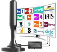 Antenna tv interna digitale per interni, Antenna tv portatile con solida base magnetica, cavo coassiale da 3 m. Supporta 4K 1080p VHF UHF DVB-T/DVB-T2 Canale locale