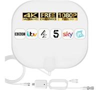 Antenna TV interna per canali locali, antenna digitale HDTV 4K HD amplificata con ripetitore di segnale, ricezione lunga 360°, supporto per tutti i tipi TV