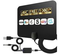 Antenna TV interna per canali locali, antenna digitale HDTV 4K HD amplificata con ripetitore di segnale, ricezione lunga 360°, supporto per tutti i tipi TV