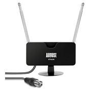 Antenna TV Interna Potente - August DTA230 - Dual Antenne Portatile per TV Digitale VHF/UHF/FM per sintonizzatore TV USB/DTT DVB-T/DVB-T2 / Radio DAB-Con Ventosa e 2m Cavo