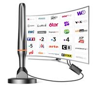 Antenna TV interna potente TNT HD, 2025 più recente Antenna TV interna con amplificatore di segnale ad alto guadagno, ricezione a lungo raggio a 360° con solida base magnetica per,Antenne TNT