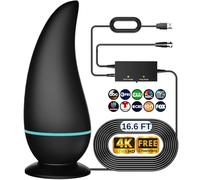 Antenna TV per canali locali AntaHD, a lungo raggio di ricezione a 360°, antenna TV per interni ed esterni, con amplificatore di segnale, antenna digitale HD per Smart TV e vecchi TV