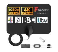 Antenna TV per interni, a lungo raggio, oltre 250 miglia, antenna digitale TV HD amplificata con amplificatore di segnale, supporta HDTV 4K e 1080P, cavo coassiale da 5 m, per TV Freeview