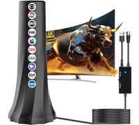 Antenna TV per interni aggiornata 2024, antenna TV per canali locali a lungo raggio, antenna TV digitale per Smart TV con amplificatore di segnale a 360°, antenna HD, supporta 8K 4K HDTV 1080p tutti i