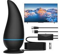 Antenna TV per interni, antenna Freeview con amplificatore di segnale, design portatile per canali HD 4K/1080P, linea di 4 metri, Plug and Play, compatibile con tutti i televisori e ricevitori