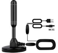 Antenna TV per interni con 2 ripetitori di segnale e cavo da 32 m - Antenna digitale per Smart TV, base magnetica, supporta 4K 1080p - Doppio amplificatore per la ricezione a lungo raggio di canali