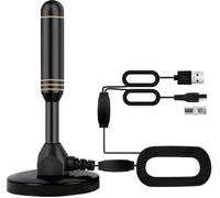 Antenna TV per interni con 2 ripetitori di segnale e cavo da 9 m - Antenna digitale per Smart TV, base magnetica, supporta 4K 1080p - Doppio amplificatore per la ricezione a lungo raggio di canali