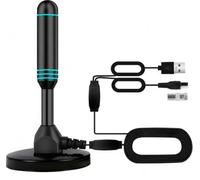 Antenna TV per interni con 2 ripetitori di segnale e cavo da 9 m - Antenna digitale per Smart TV, base magnetica, supporta 4K 1080p - Doppio amplificatore per la ricezione a lungo raggio di canali