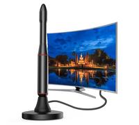 Antenna TV per interni con base magnetica, colore: nero | Ricezione del segnale HD, omnidirezionale a 360°, supporto da tavolo, cavo coassiale incluso, canali over-air gratuiti