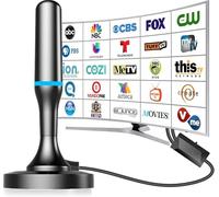 Antenna TV per interni per canali locali, antenna digitale 4K HD per Smart TV da interni senza cavo, con amplificatore e base magnetica, ricezione a 360°, cavo da 2,8 m, portata 120 miglia, supporta