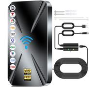 Antenna TV per interni, raggio di oltre 2800 miglia, antenna digitale per Smart TV da interni, antenna HDTV per canali locali con amplificatore, supporto per antenna esterna 8K 4K 1080p tutti i