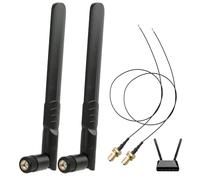 Antenna WiFi RP-SMA Maschio 8dBi 2,4GHz 5GHz 5,8GHz Bibanda, Cavo Coassiale da U.FL IPX MHF4 a RP-SMA 30cm, Compatibile con Schede di Rete Wireless Intel M.2 NGFF, Router WiFi, Telecamere IP - 2 Pezzi