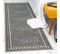 Antep Rugs Alfombras - Tappeto moderno con bordatura, 5 x 17 cm, antiscivolo (antiscivolo), retro in gomma, per interni (grigio, 5 x 18 cm)