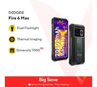 Anteprima mondiale DOOGEE Fire 6 Max 5G Telefono robusto Dimensity 7050 Imaging termico Doppia torcia da 6,72 pollici Batteria da 20800 mAh Cellulare 8GB 256GB Silver