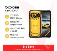 Anteprima mondiale DOOGEE S200 X 5G Telefono robusto 12+512 GB Smartphone 6,72" FHD + 120 Hz Schermo IPS Dimensity 7050 Batteria 10100 mAh 33 W S200 X 12GB 512GB BK