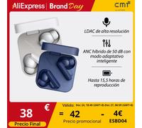 Anteprima mondiale Versione globale CMF Buds 2 Plus Driver LCP da 12 mm per un suono ricco ed bilanciato ANC ibrido da 50 dB LDAC ad alta risoluzione