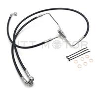 Anteriore + 12 " Nero Vinile Freno Linea Kit Per 08-13 Harley Touring 14 "