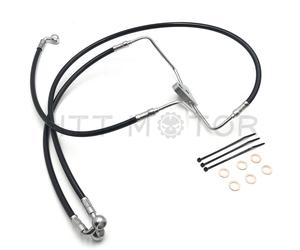 Anteriore + 14 " Nero Vinile Freno Linea Kit Per 08-13 Harley Touring 16 "