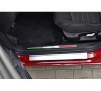 Anteriore Sottoporta In Acciaio per Alfa_Romeo GIULIETTA - 2 Pezzi bandiera Italiana Battitacco Protezione Soglia Entrata Inox Metallo Spazzolato Interni Fatto Su Misura Decorazioni Accessori