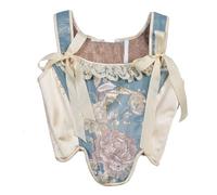 Antermaxier Donne Vintage Floreale Stampa Gilet Fiore Ricamo Modello Stretto Coulisse Tie-up Serbatoio Bustier Corsetto
