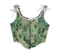 Antermaxier Donne Vintage floreale stampa gilet fiore ricamo modello stretto coulisse Tie-up serbatoio Bustier Corsetto