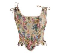 Antermaxier Donne Vintage floreale stampa gilet fiore ricamo modello stretto coulisse Tie-up serbatoio Bustier Corsetto