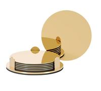 Anterrific Set di 6 sottobicchieri rotondi in acciaio inox dorato con supporto, moderni sottobicchieri a specchio con base antiscivolo in EVA, decorazione per bar e tavolo da pranzo